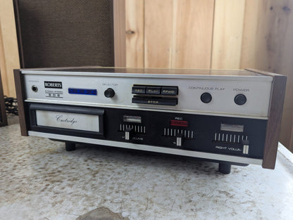 1970s Roberts Stereo 8-Track Cartridge Player with Original Speakers - Tested Working