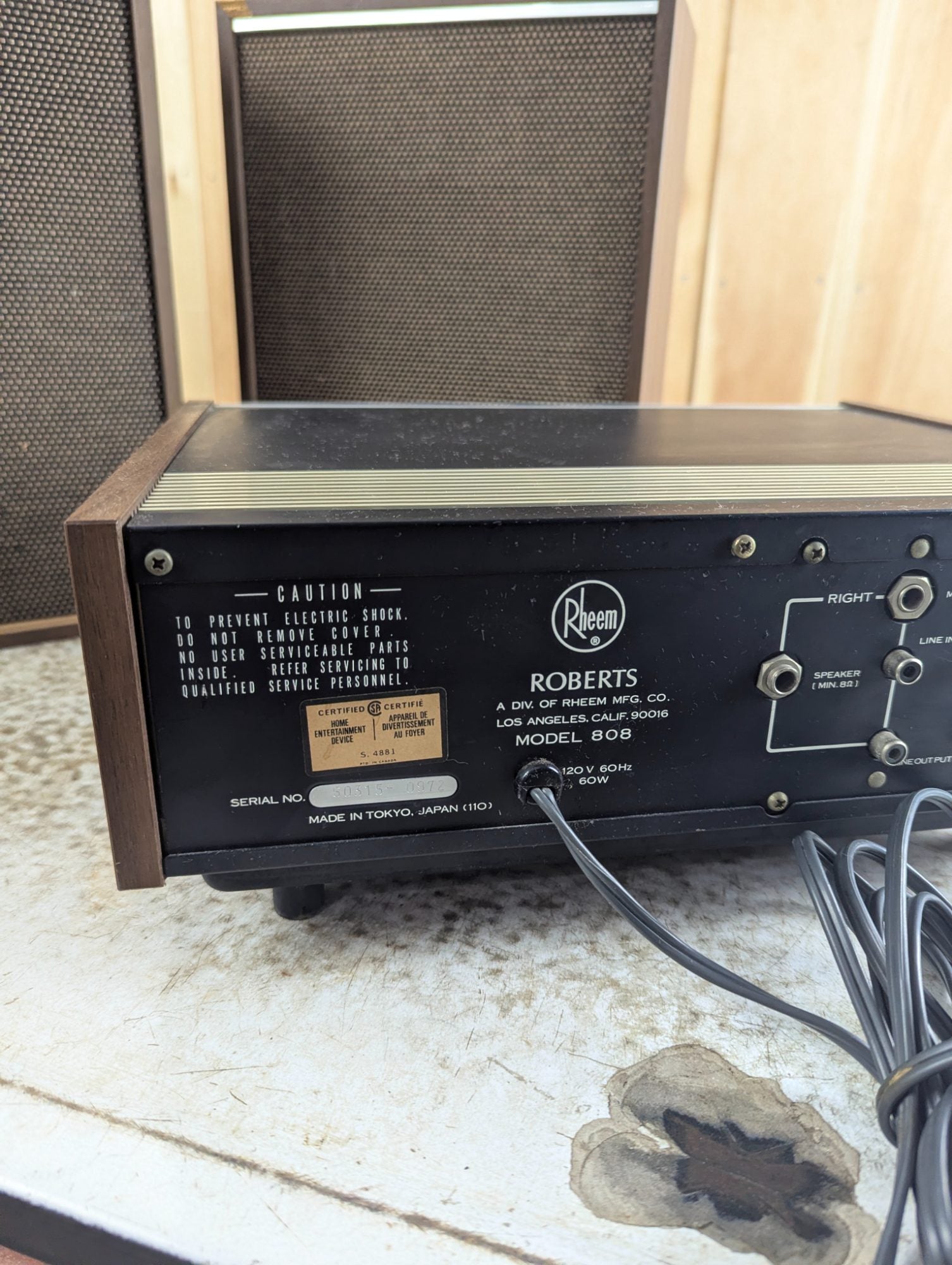 1970s Roberts Stereo 8-Track Cartridge Player with Original Speakers - Tested Working