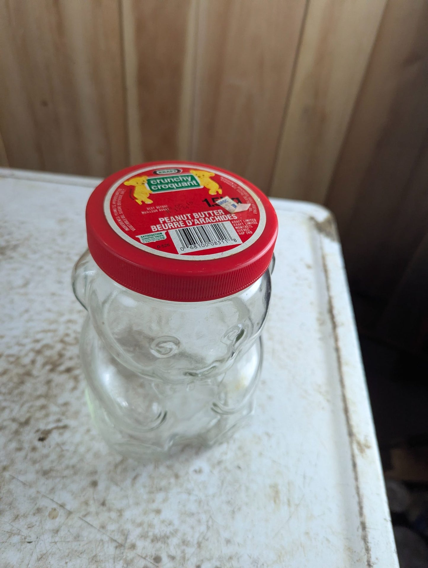 1980s Kraft Peanut Butter Bowtie Bear Glass Jar with Lid