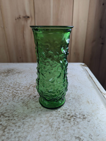 1960s E.O. Brody Emerald Green Glass Textured 8.5" Vase