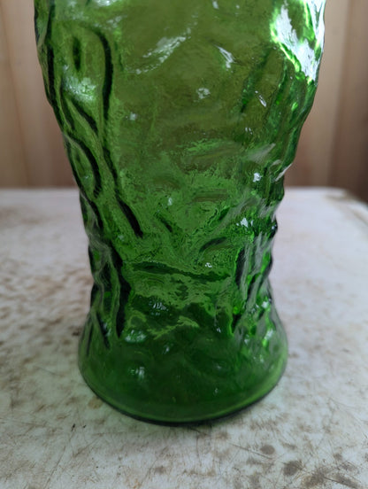 1960s Hoosier Emerald Green Textured Glass 9.5" Vase