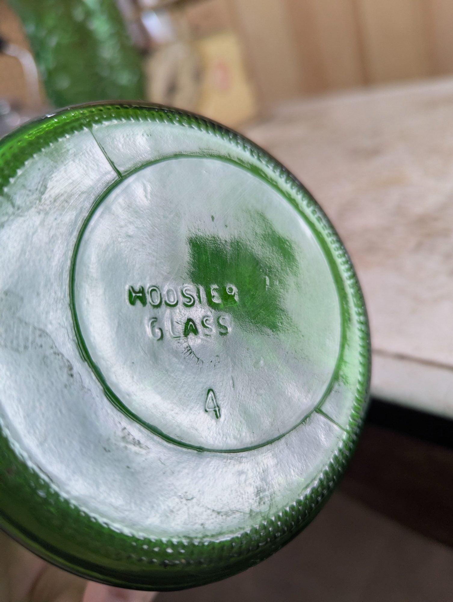 1960s Hoosier Emerald Green Textured Glass 9.5" Vase