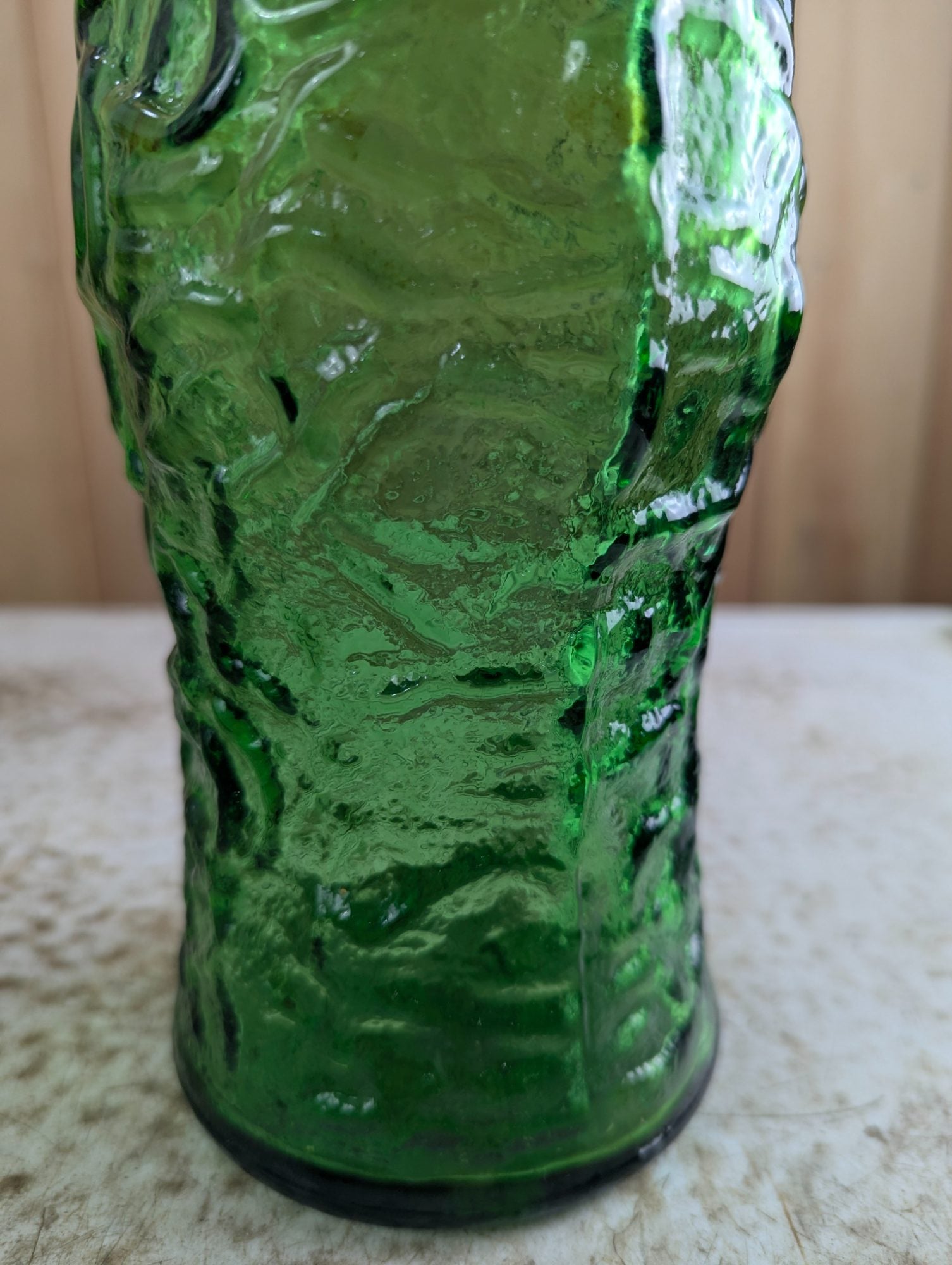 1960s E.O. Brody Emerald Green Textured Glass 9.5" Vase