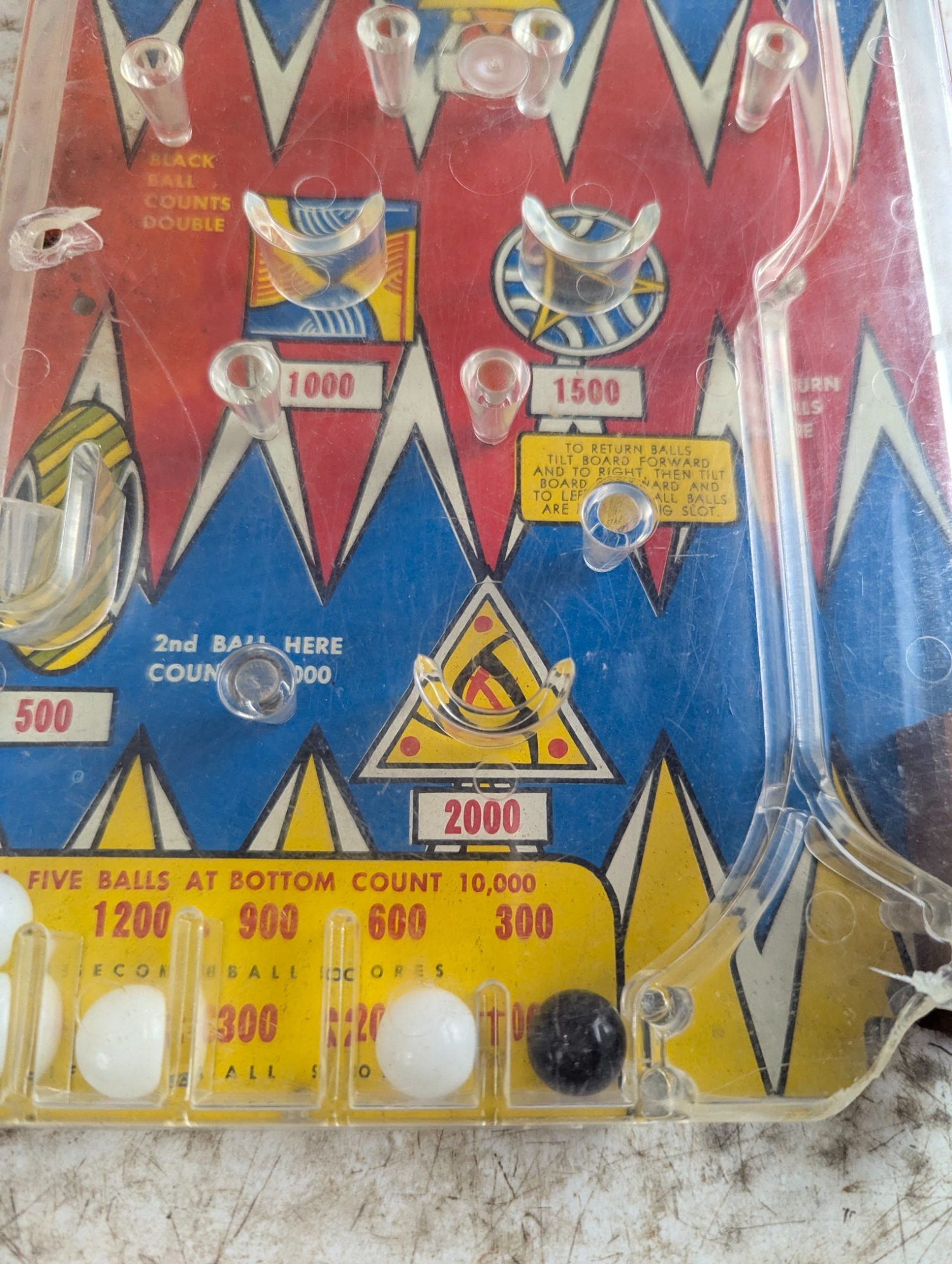 1950s Marx Toys Bagatelle Tabletop Pinball Game - Damaged