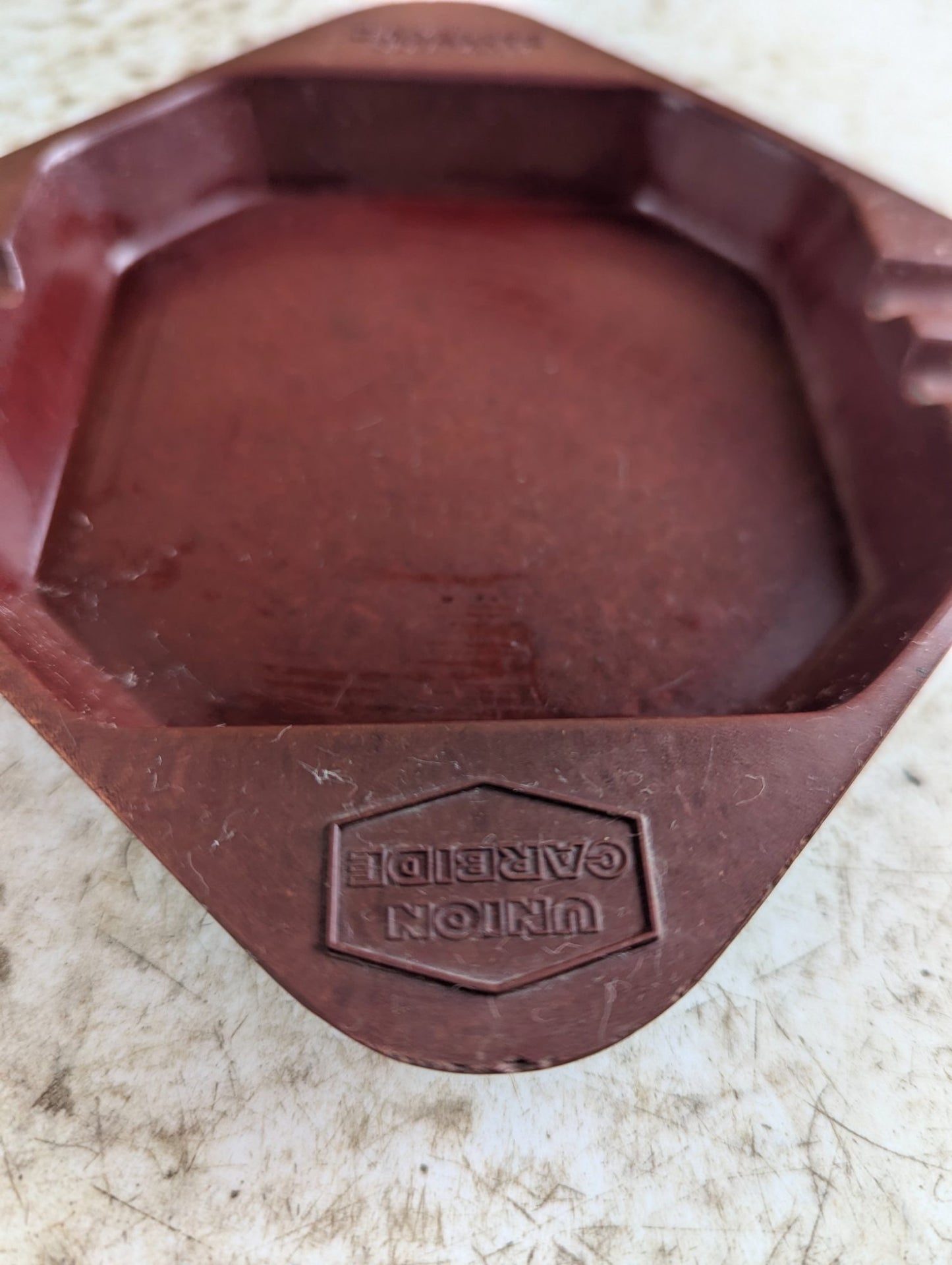 Vintage Union Carbide Red Bakelite Ashtray