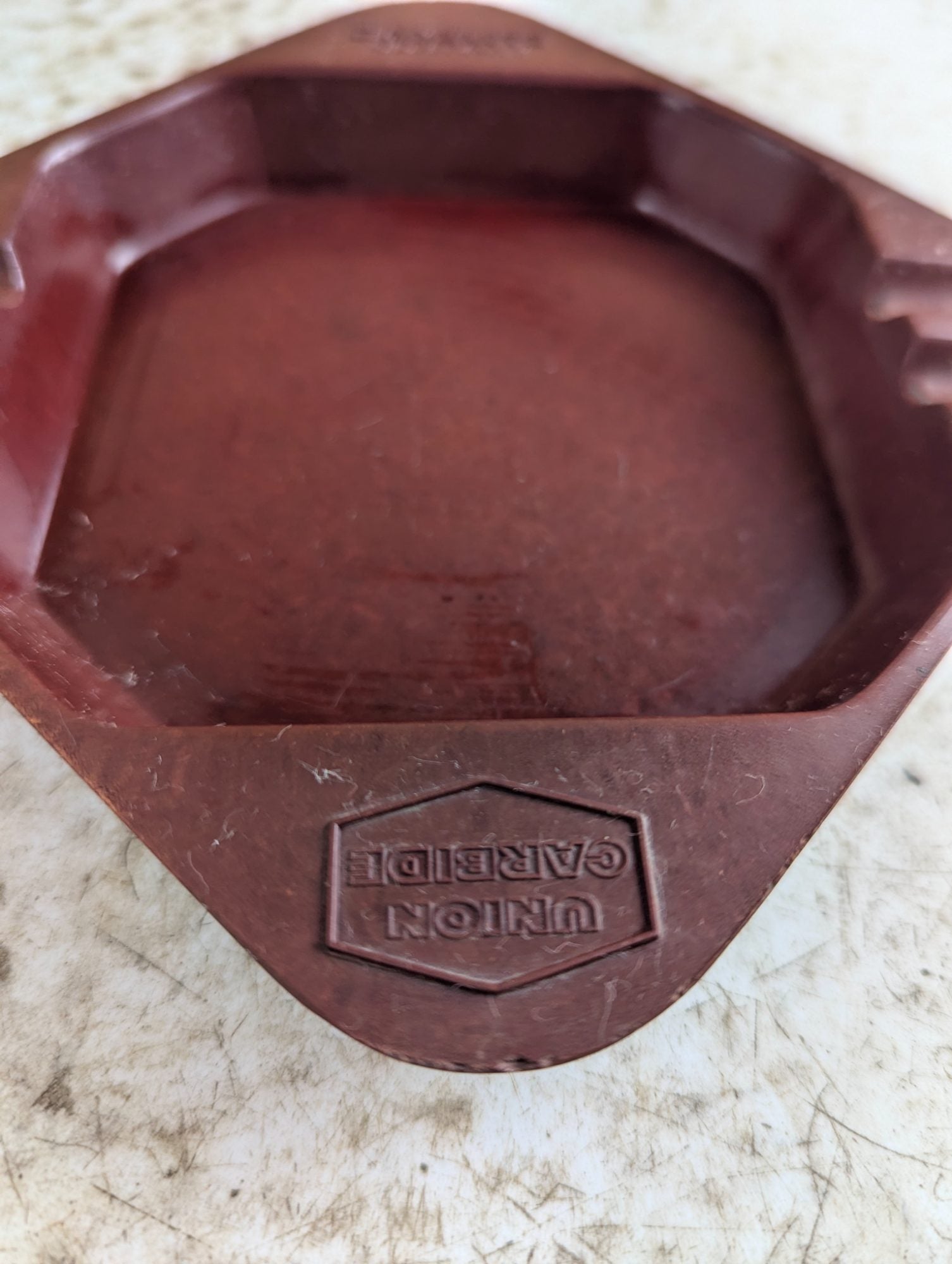 Vintage Union Carbide Red Bakelite Ashtray
