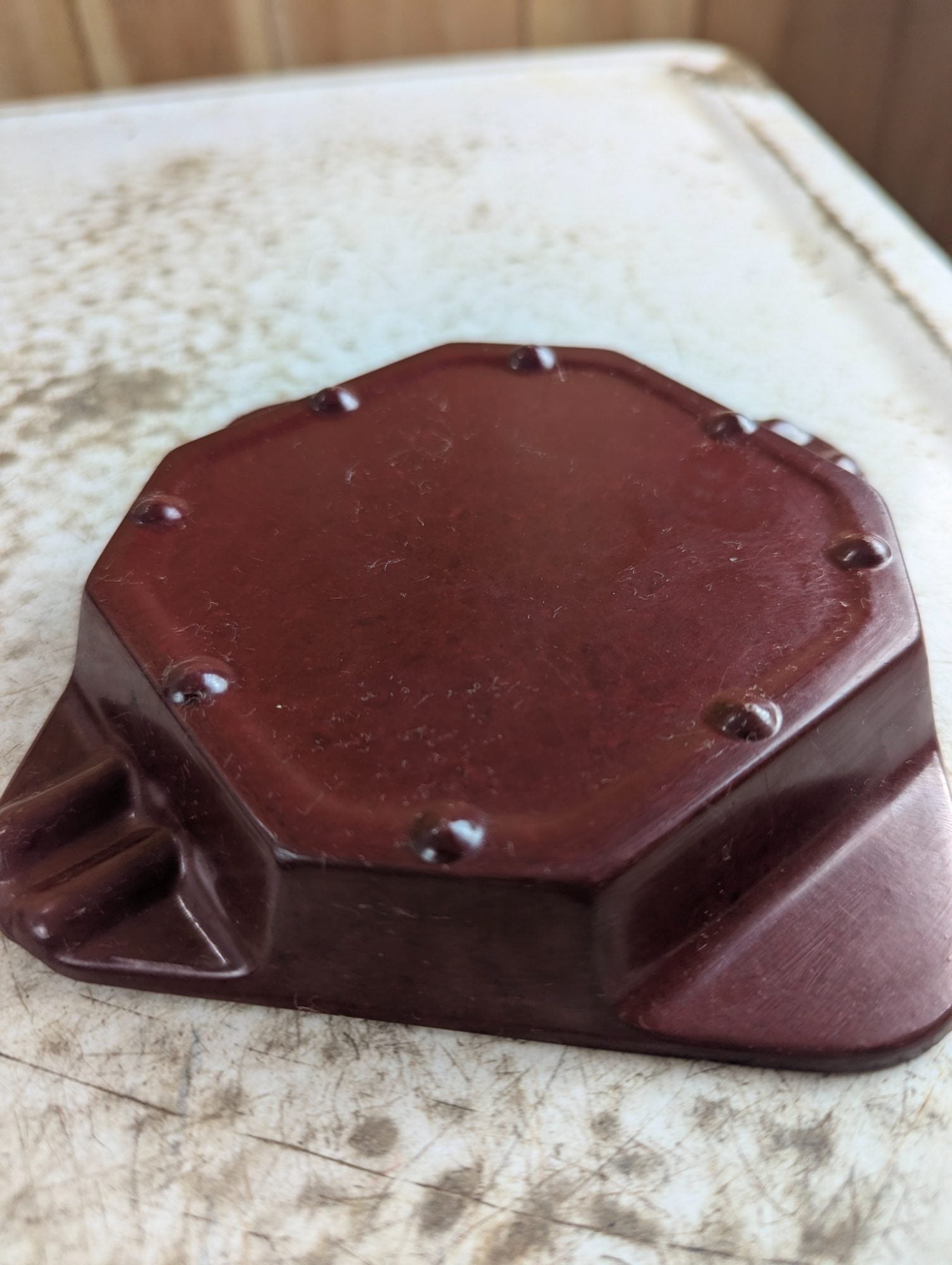 Vintage Union Carbide Red Bakelite Ashtray