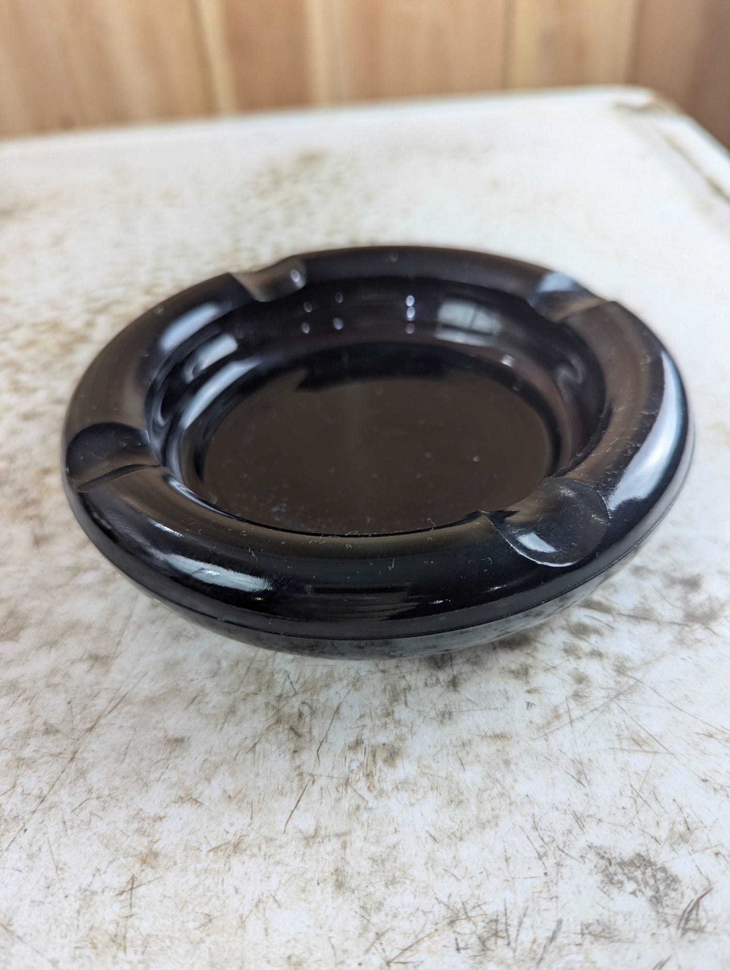 Vintage Mid-Century Amber Glass Ashtray