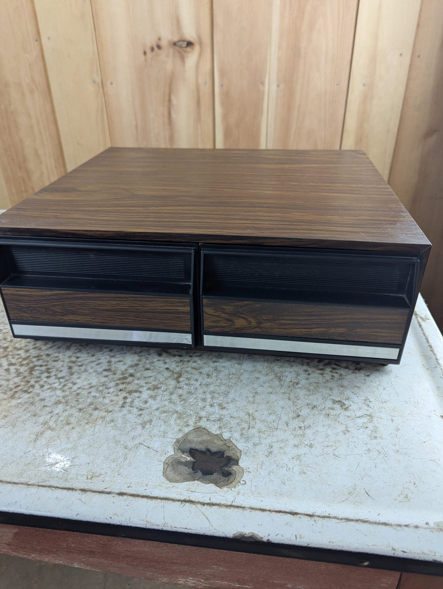 1980s Faux Woodgrain VHS Storage 24 Tape Capacity