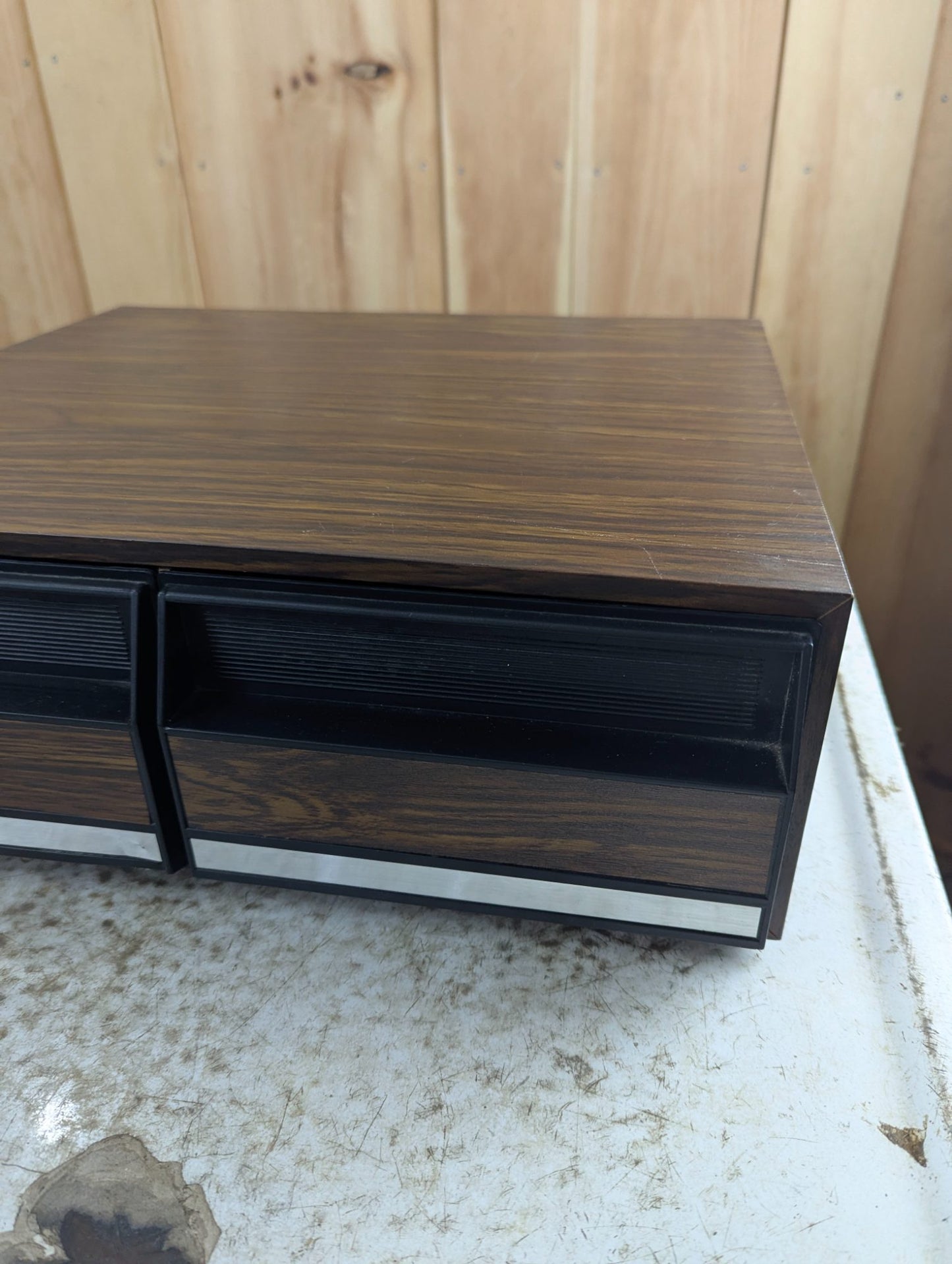 1980s Faux Woodgrain VHS Storage 24 Tape Capacity