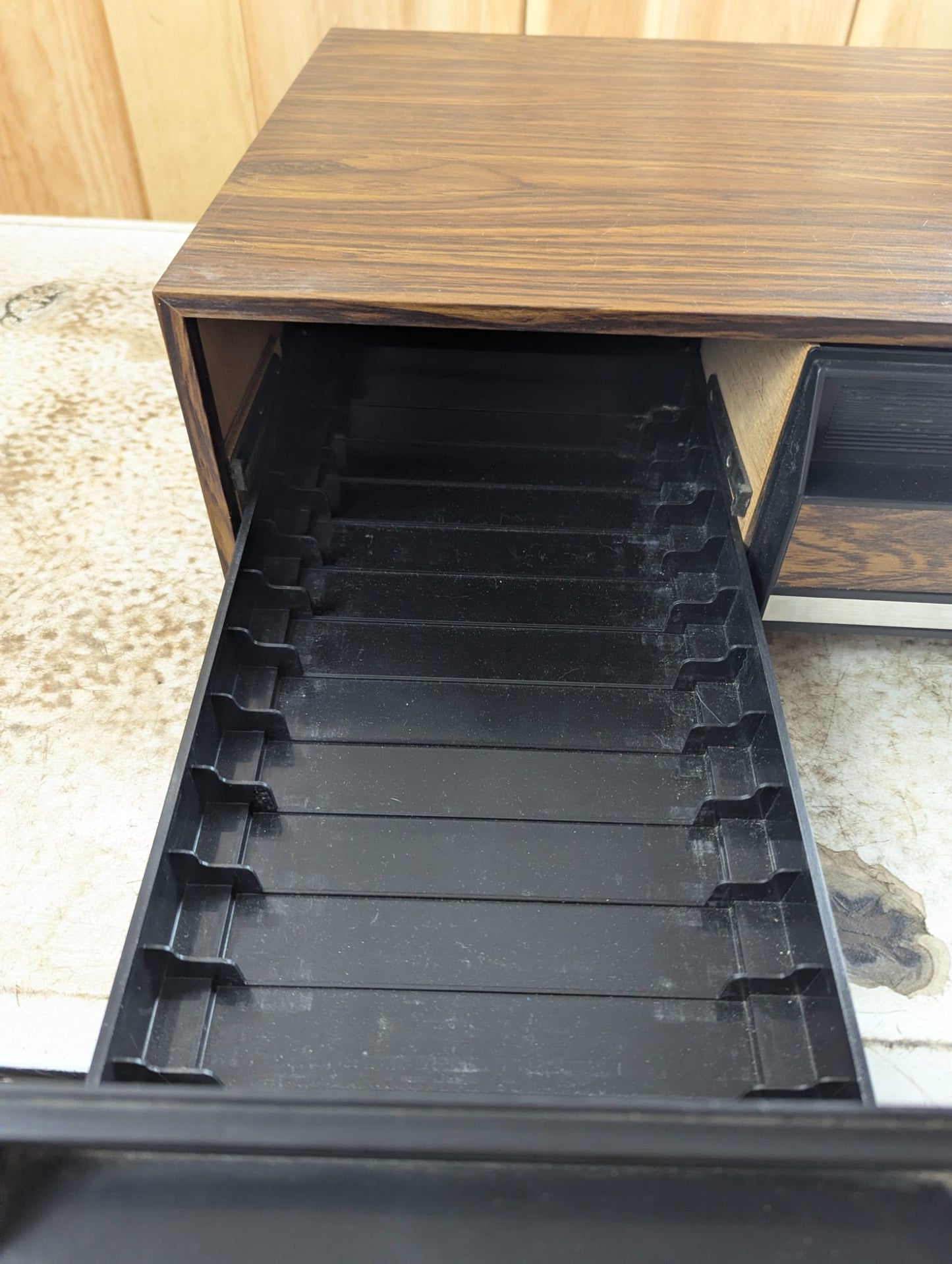 1980s Faux Woodgrain VHS Storage 24 Tape Capacity