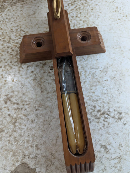 Vintage Wooden Sick Call Crucifix - Plastic Jesus