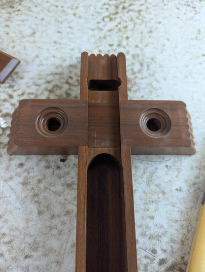 Vintage Wooden Sick Call Crucifix - Plastic Jesus