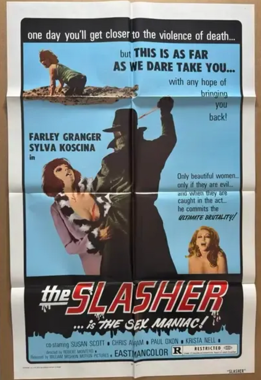 The Slasher ... Is the Sex Maniac! (1972) Vintage Original Horror Movie Poster one sheet folded