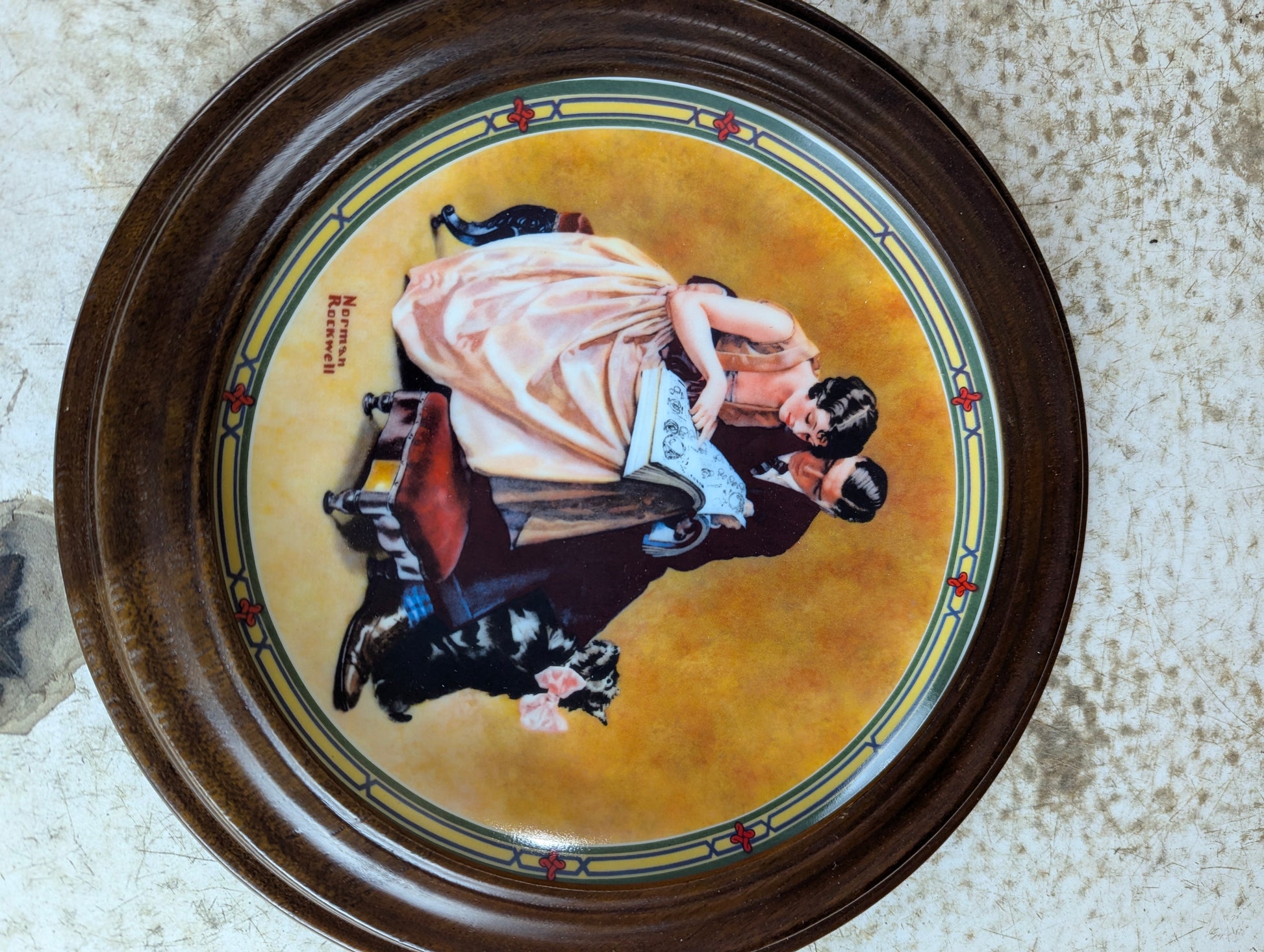 'A Couple's Commitment' Norman Rockwell Framed Knowles Collector Plate