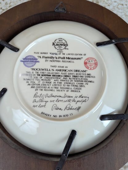 'A Family Full Measure' Norman Rockwell Framed Knowles Collector Plate - view 3