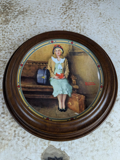 'A Young Girl's Dream' Norman Rockwell Framed Knowles Collector Plate