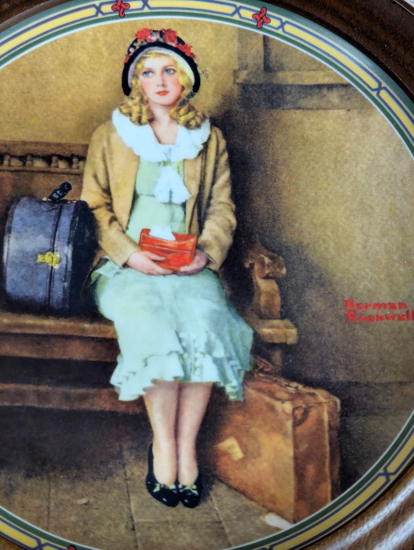 'A Young Girl's Dream' Norman Rockwell Framed Knowles Collector Plate - view 2