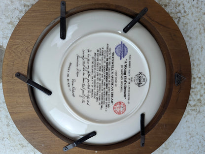 'A Young Girl's Dream' Norman Rockwell Framed Knowles Collector Plate - view 3