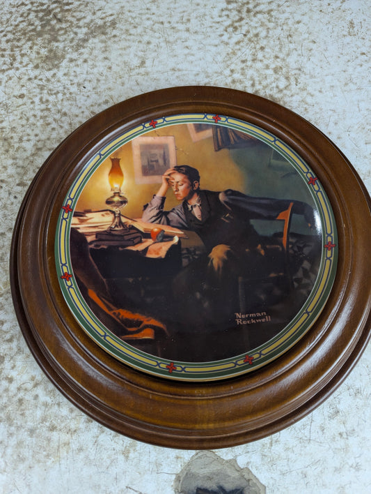 'A Young Man's Dream' Norman Rockwell Framed Knowles Collector Plate