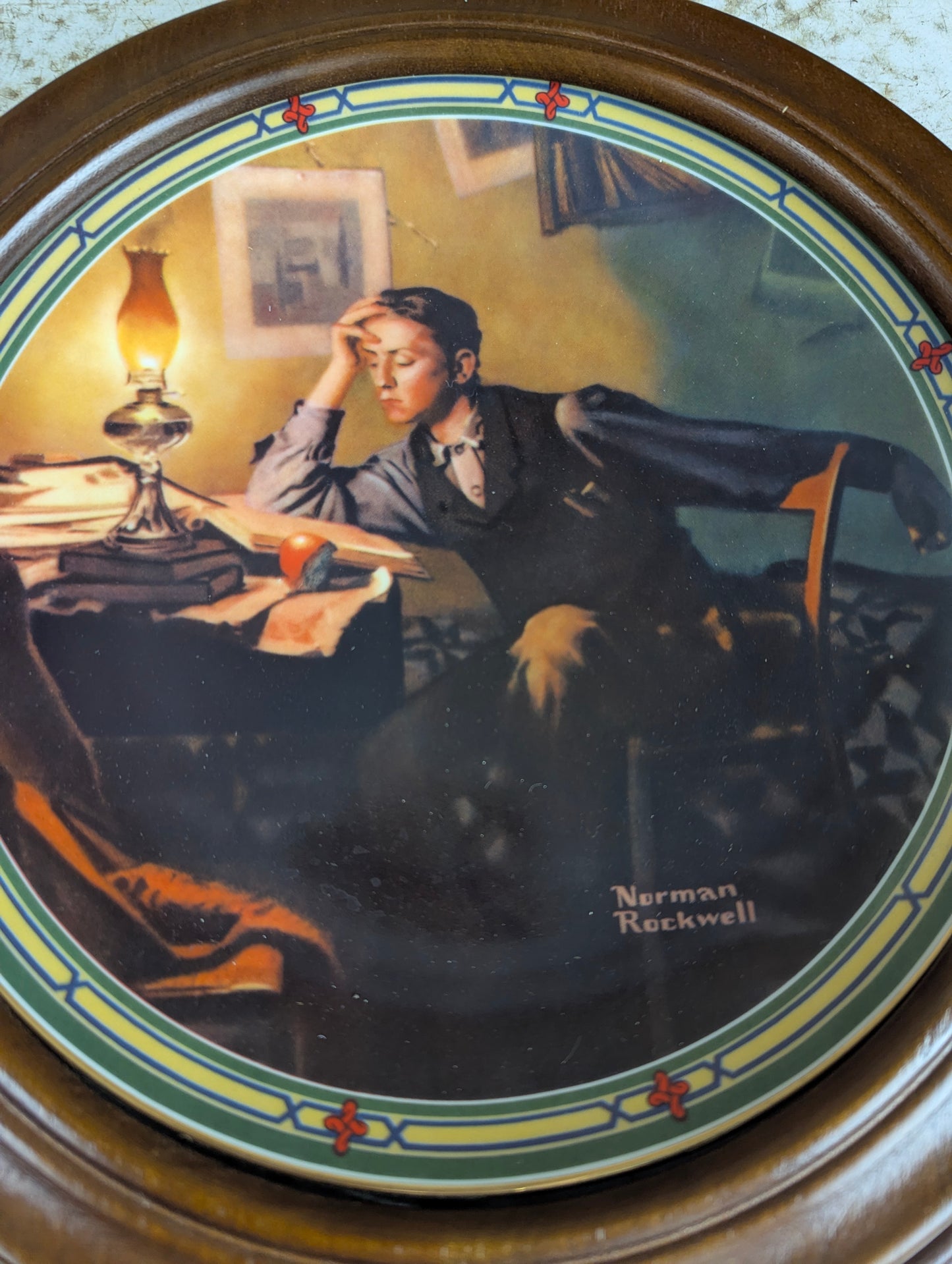 'A Young Man's Dream' Norman Rockwell Framed Knowles Collector Plate - view 2