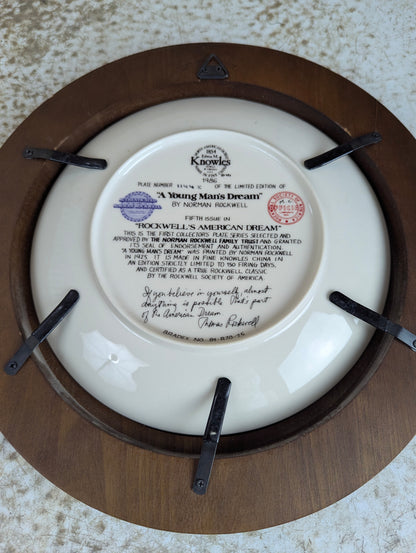 'A Young Man's Dream' Norman Rockwell Framed Knowles Collector Plate - view 3