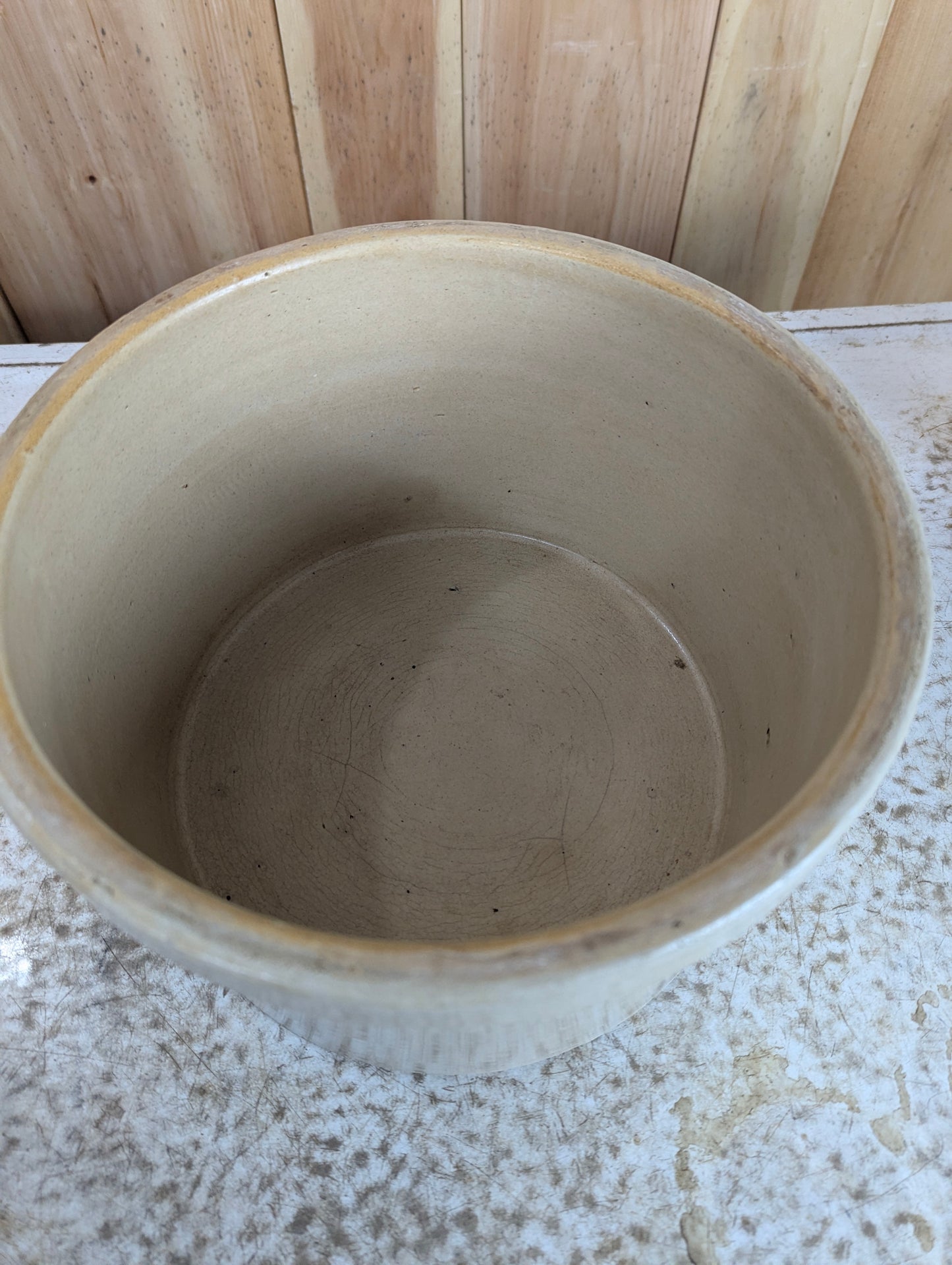Antique 10.5” Brantford Stoneware Butter Crock - view 2