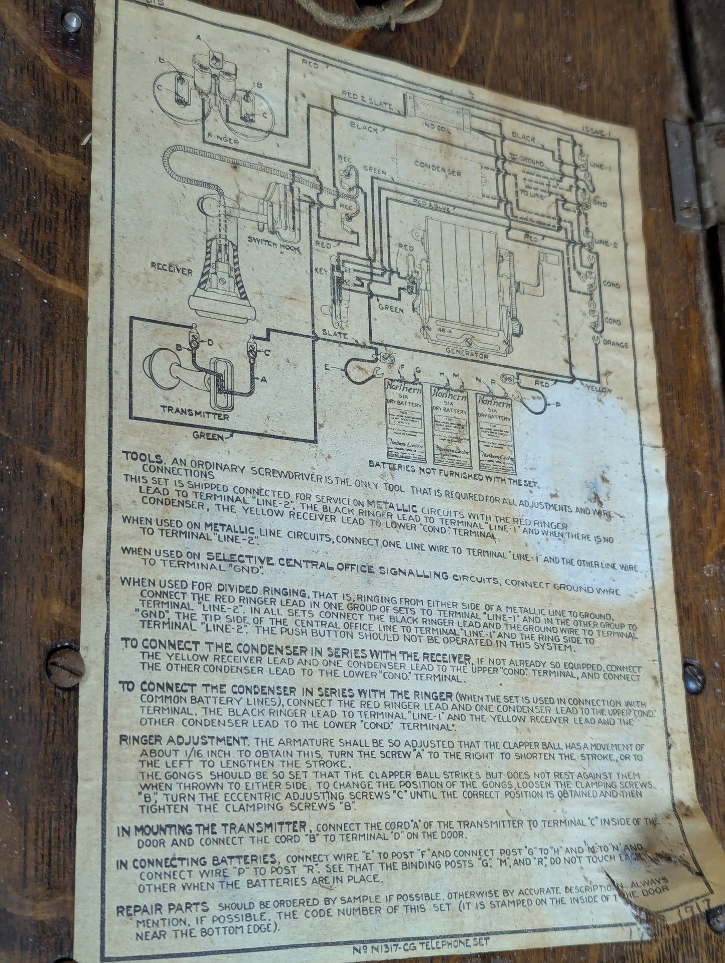 Antique 1917 Northern Electric Oak Wall Crank Telephone - view 6