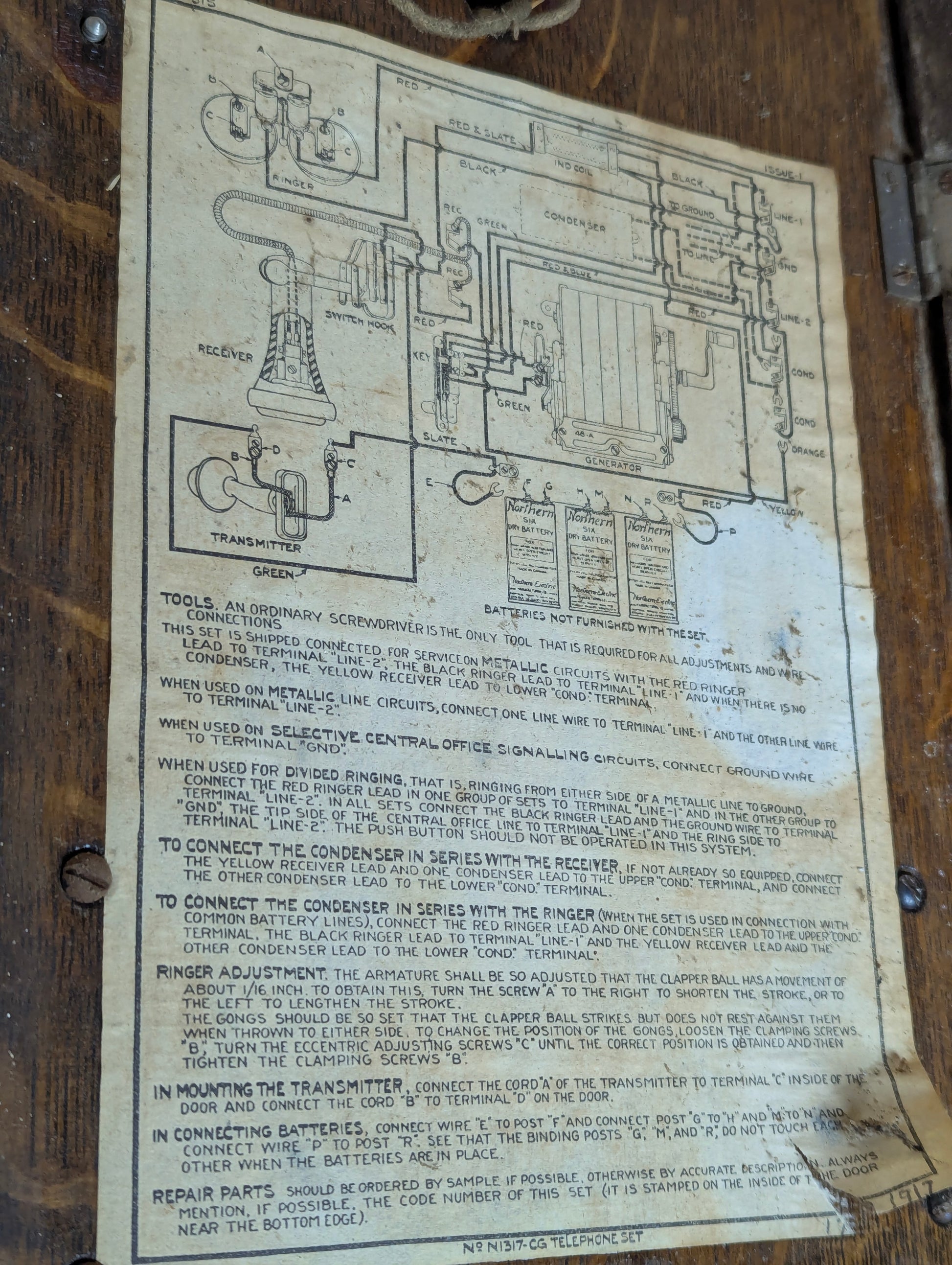 Antique 1917 Northern Electric Oak Wall Crank Telephone - view 6