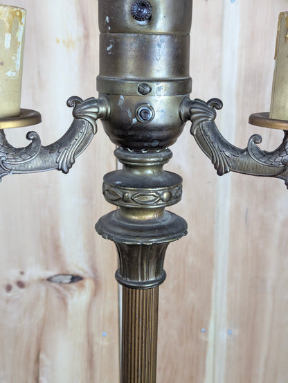 Antique 1920s Art Deco Torchiere Floor Lamp with Milk Glass Shade - view 4