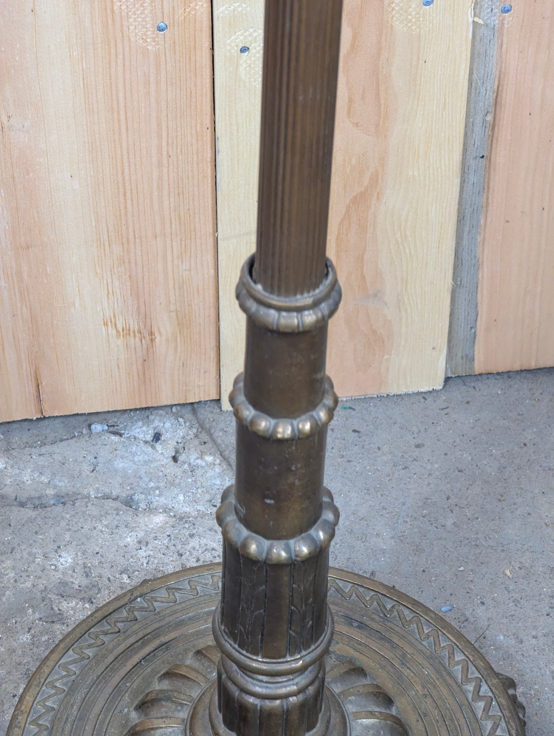 Antique 1920s Art Deco Torchiere Floor Lamp with Milk Glass Shade - view 7