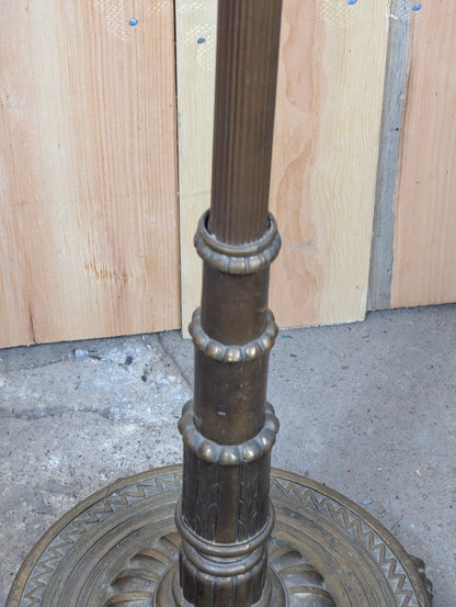 Antique 1920s Art Deco Torchiere Floor Lamp with Milk Glass Shade - view 7
