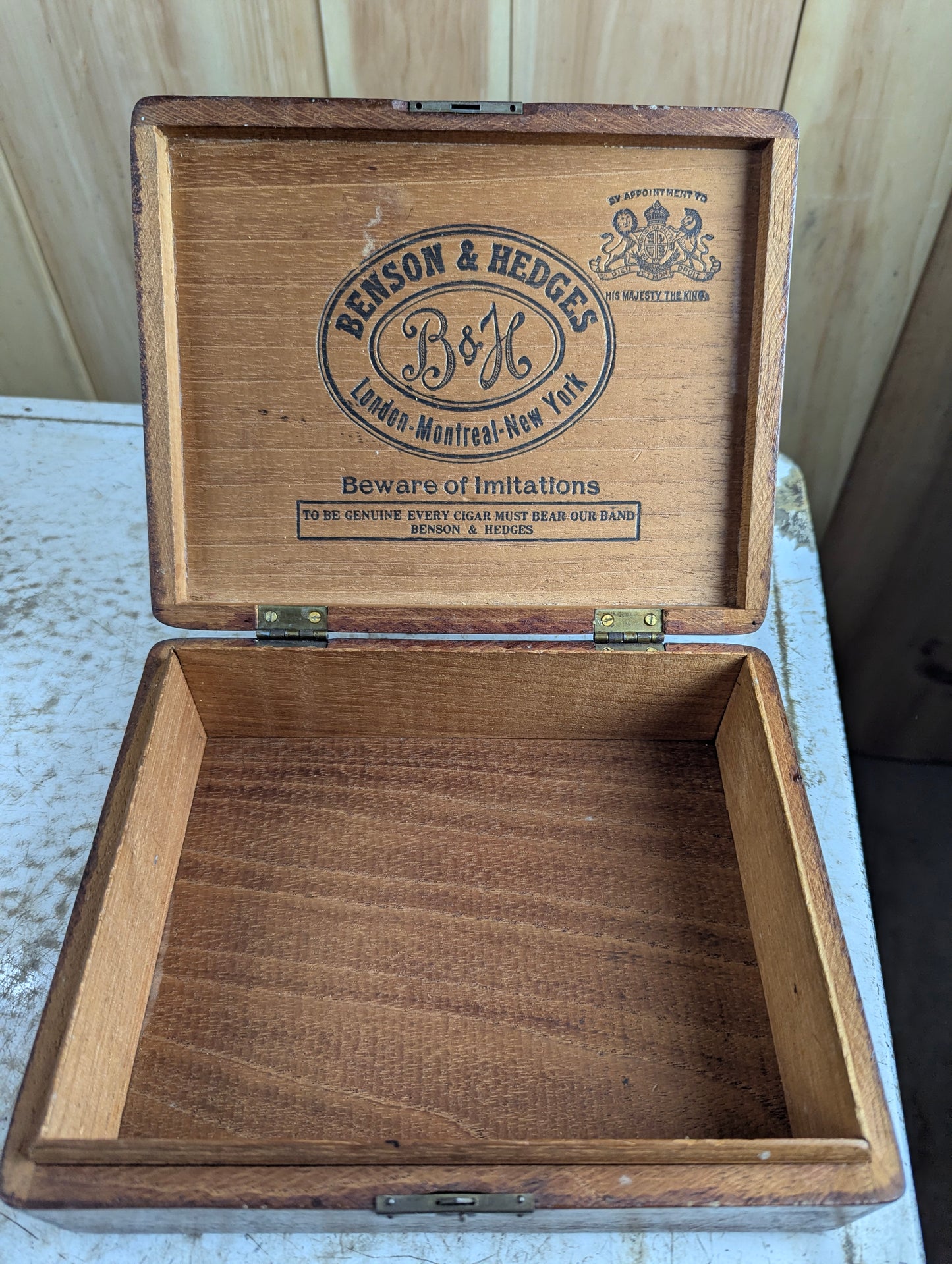 Antique 1920s Benson and Hedges Wood Cigar Box - view 2