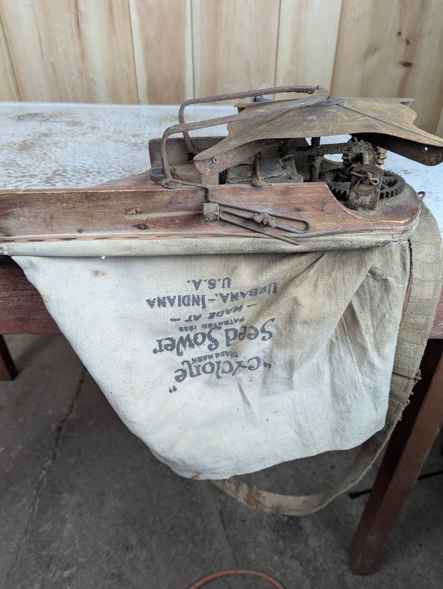 Antique 1920s Cyclone Seeder With Bag