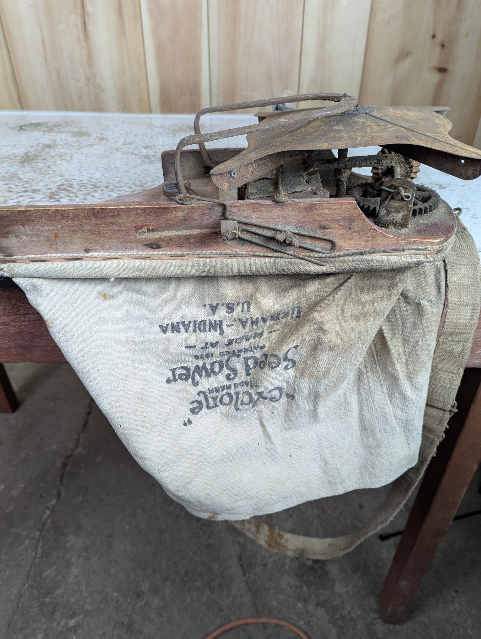 Antique 1920s Cyclone Seeder With Bag