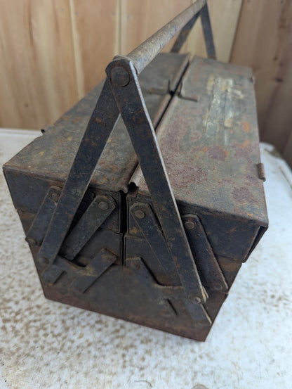 Antique 1920s Duplex Cantilever Metal Tool Box - view 5