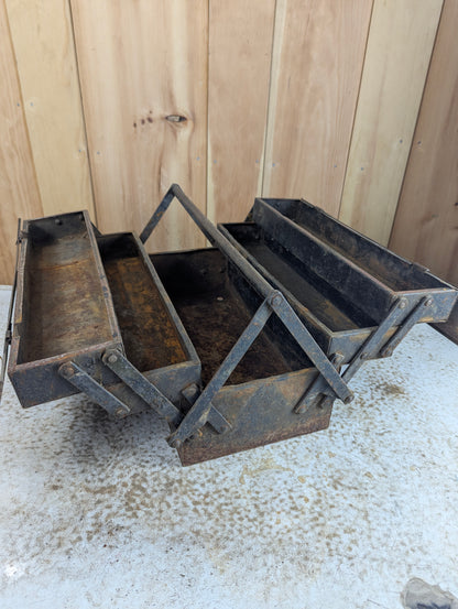 Antique 1920s Duplex Cantilever Metal Tool Box - view 7