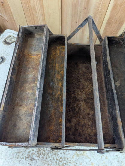 Antique 1920s Duplex Cantilever Metal Tool Box - view 8