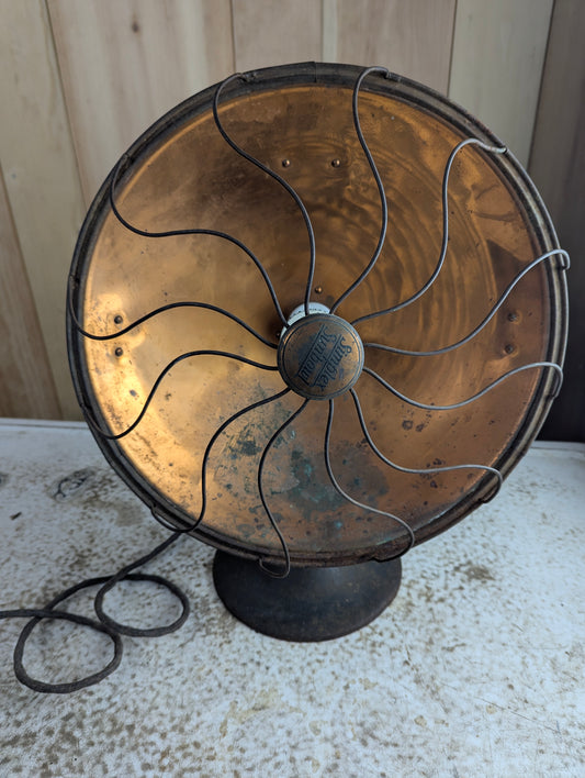 Antique 1920s Simplex Sunbowl Copper Radiant Heater Lamp - Works