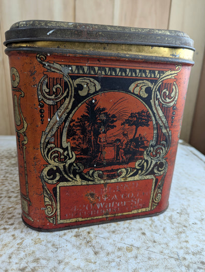 Antique 1920s Waters Tea Company Peterborough Tin