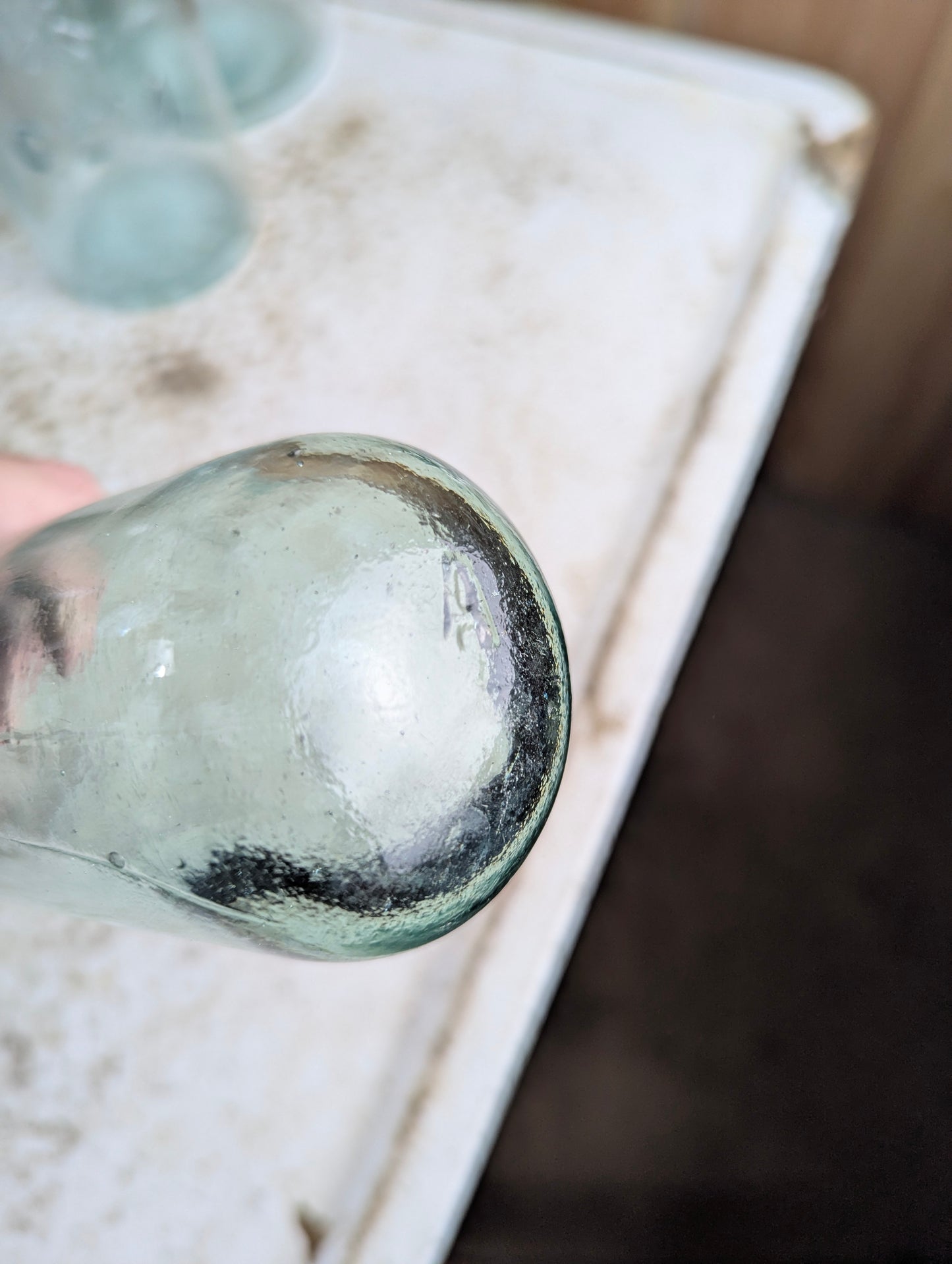 Antique 19th Century Aqua Green Glass Torpedo Round Bottom Blob Top Mineral Soda Water Bottle - view 3