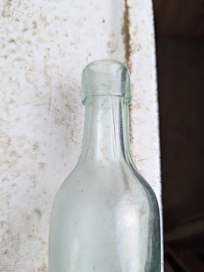 Antique 19th Century Aqua Green Glass Torpedo Round Bottom Blob Top Mineral Soda Water Bottle - view 5