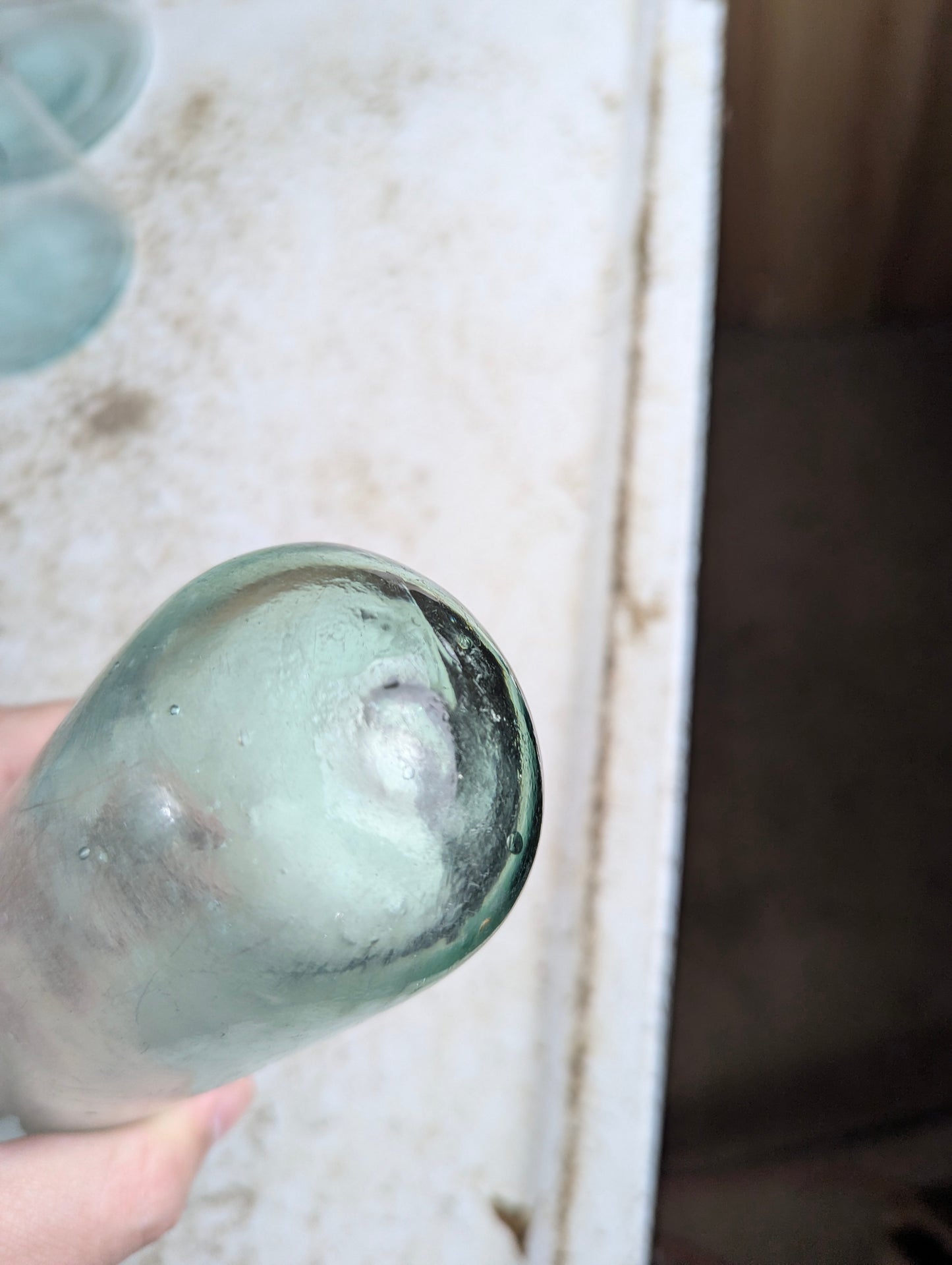 Antique 19th Century Aqua Green Glass Torpedo Round Bottom Blob Top Mineral Soda Water Bottle - view 6