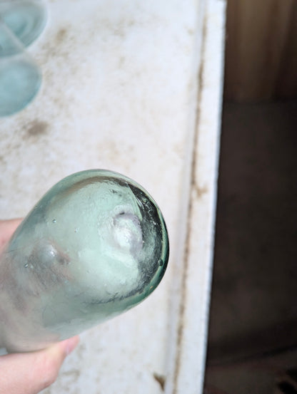 Antique 19th Century Aqua Green Glass Torpedo Round Bottom Blob Top Mineral Soda Water Bottle - view 6