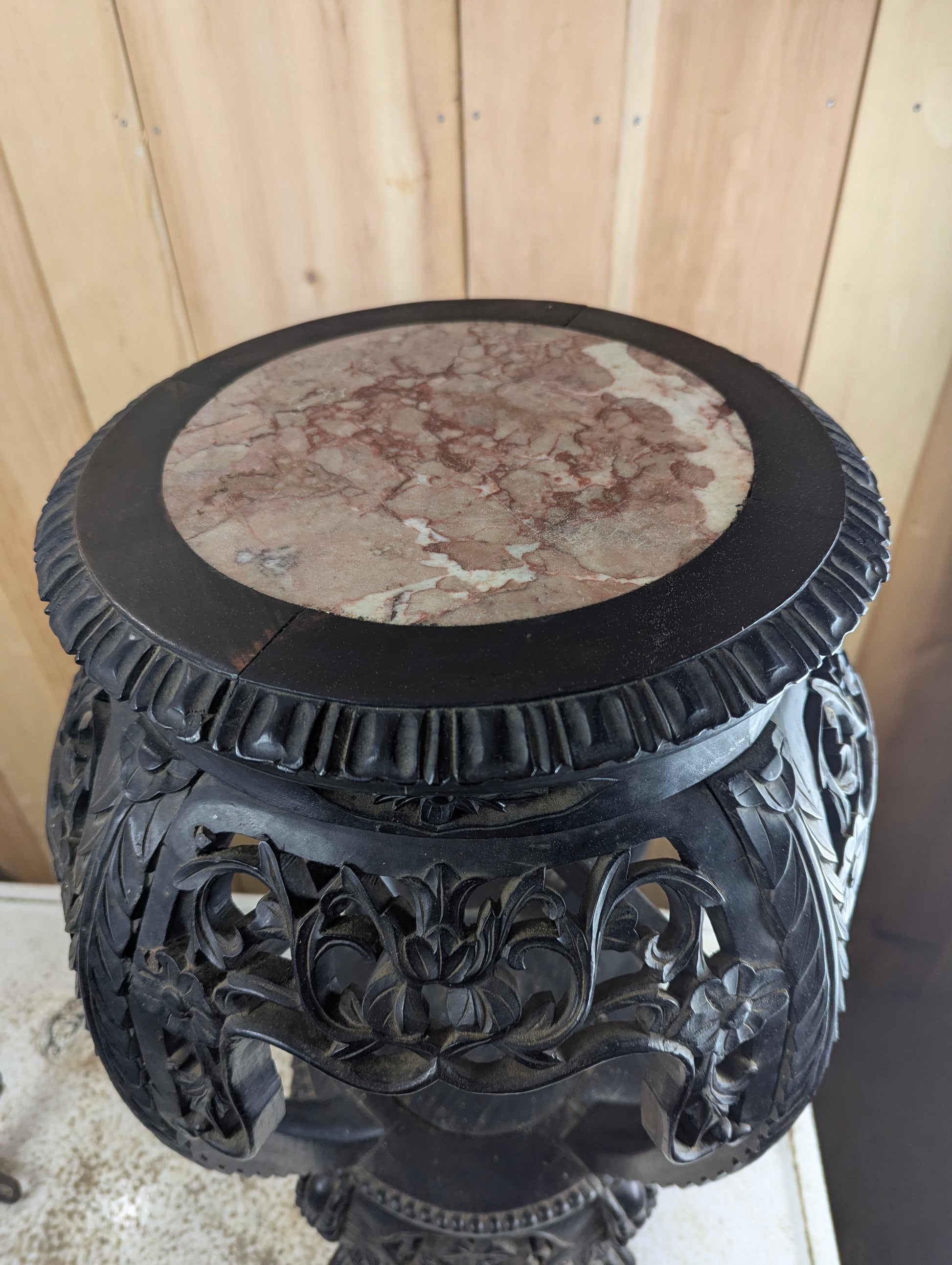 Antique 19th Century Hand-carved Chinese Rosewood Vase Plant Stand - view 2