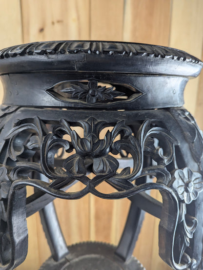 Antique 19th Century Hand-carved Chinese Rosewood Vase Plant Stand - view 3