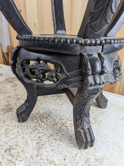 Antique 19th Century Hand-carved Chinese Rosewood Vase Plant Stand - view 4
