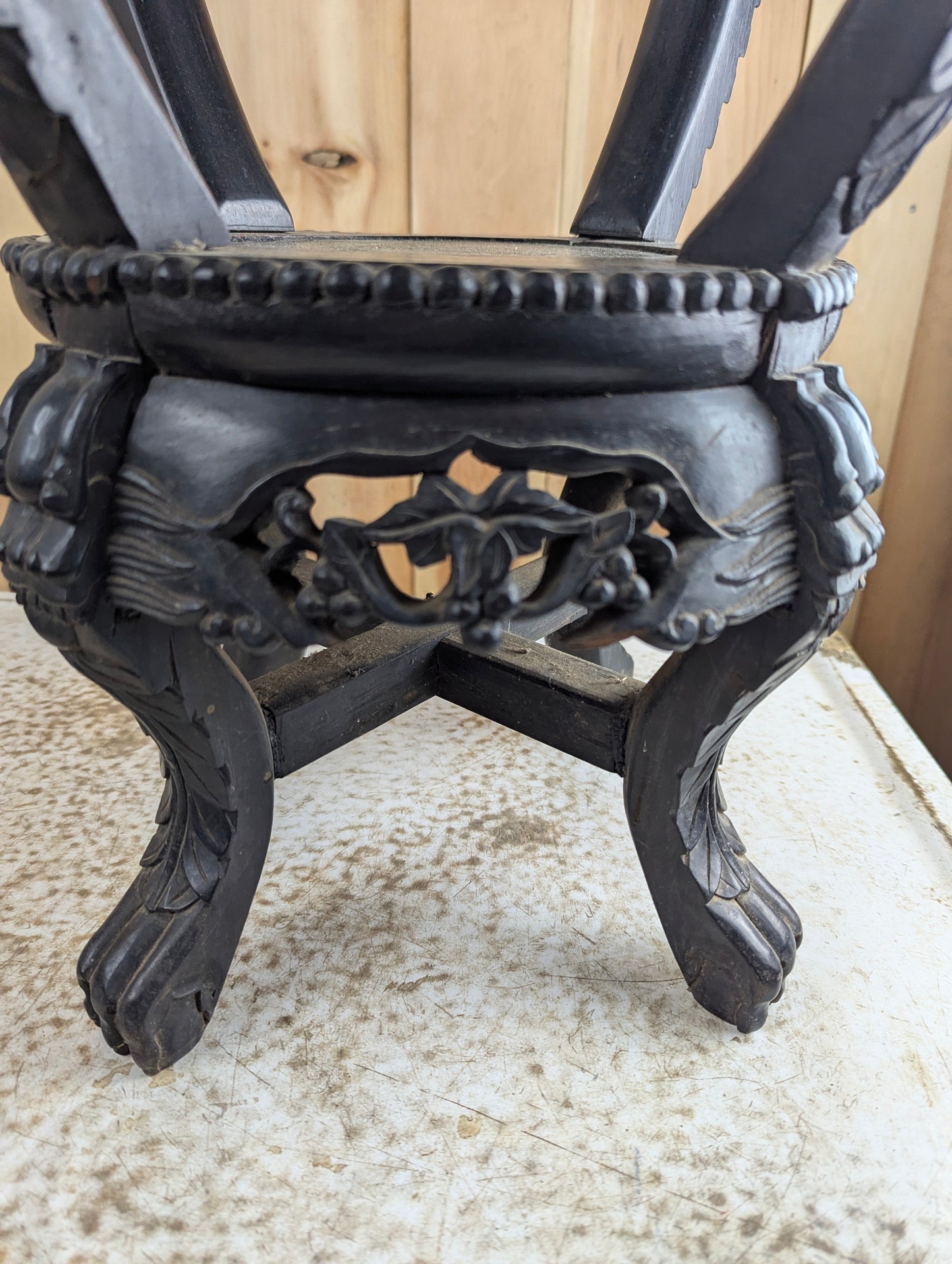 Antique 19th Century Hand-carved Chinese Rosewood Vase Plant Stand - view 6