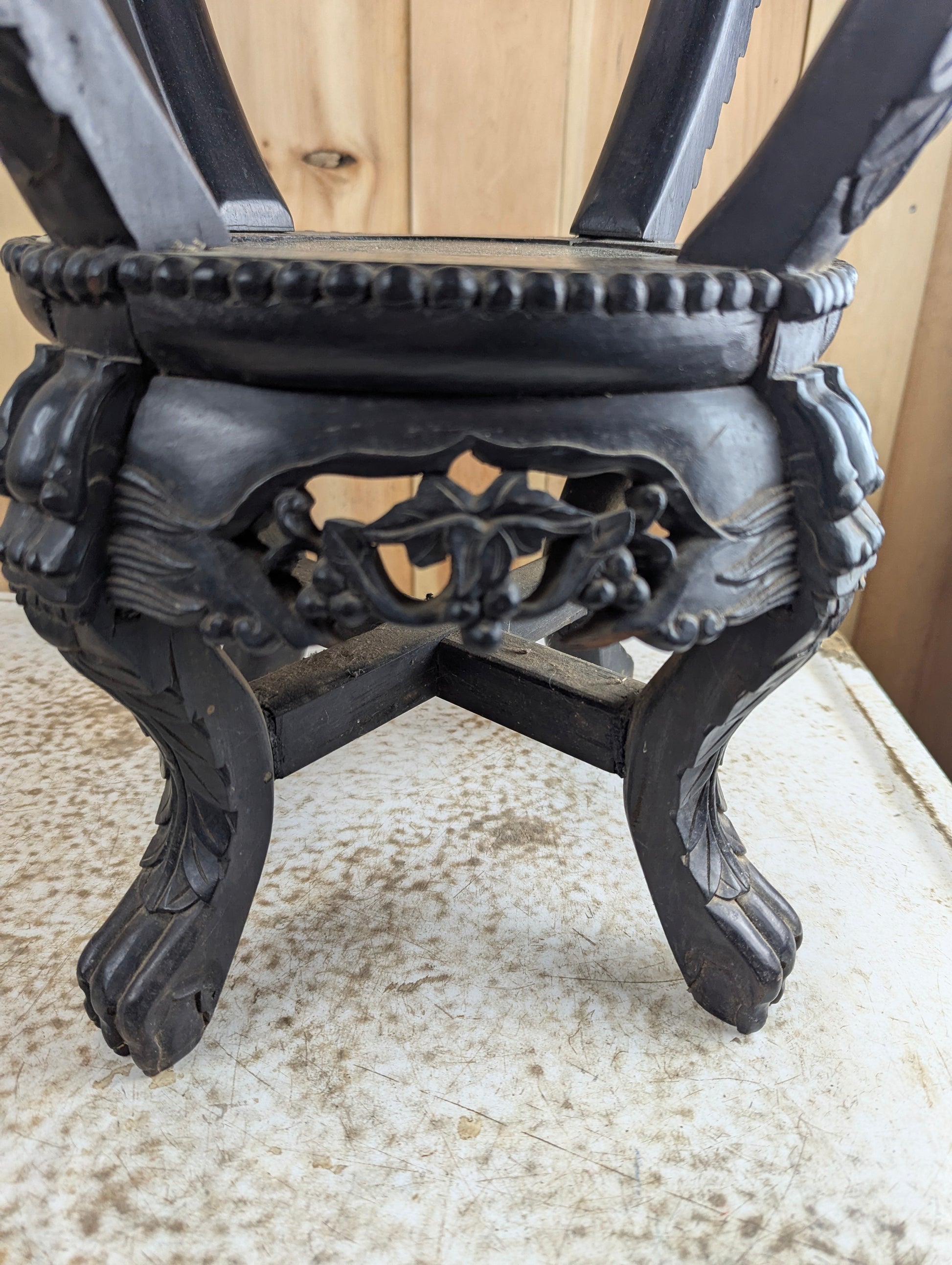 Antique 19th Century Hand-carved Chinese Rosewood Vase Plant Stand - view 6