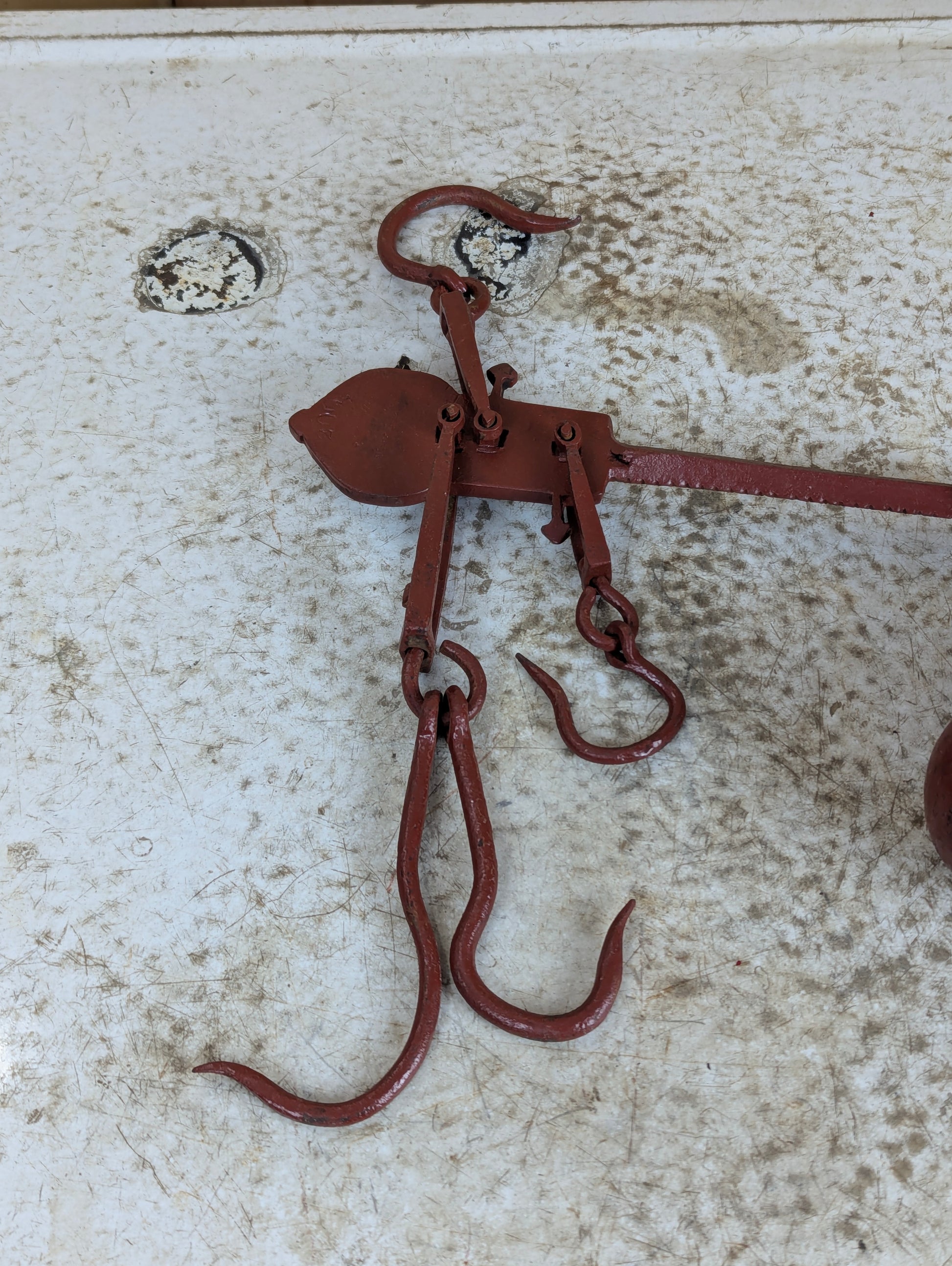 Antique 200 lb P. Rogers Hanging Balance Scale - view 2